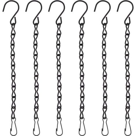 6 pièces Chaîne de Suspension, Chaîne en Métal de Suspension Plante Panier Pot de Fleurs, Porte Plantes Intérieur Ou Extérieur Suspension Plante Macramé Cintre Décoration du Jardin (Noir) (1/4)
