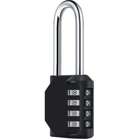Un cadenas à combinaison noir de 6,7 cm de long, étanche, à 4 chiffres, fabriqué en métal résistant aux intempéries et en acier galvanisé, adapté aux écoles, aux gymnases et aux casiers. (1/4)