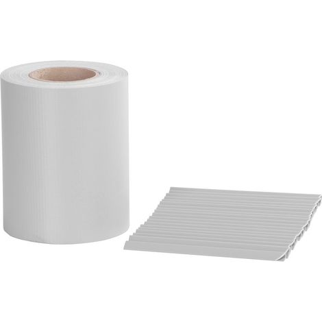 Zaunblende Strend Pro EUROSTANDARD, 190 mm, L-35 m, schattenspendend, grau, abdeckend, für Zaunpaneele, mit 20 Clips, 450 g/m2, PVC, RAL7040