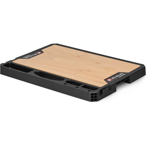Original Einhell E-Case Arbeitsplatte (50 x 36 x 4,2 cm, max. 84 kg Nutzlast, Einhell E-Case System, robuster Bambus, Mobile Werkbank, Tragegriff, Zubehörhalterungen) (1/5)