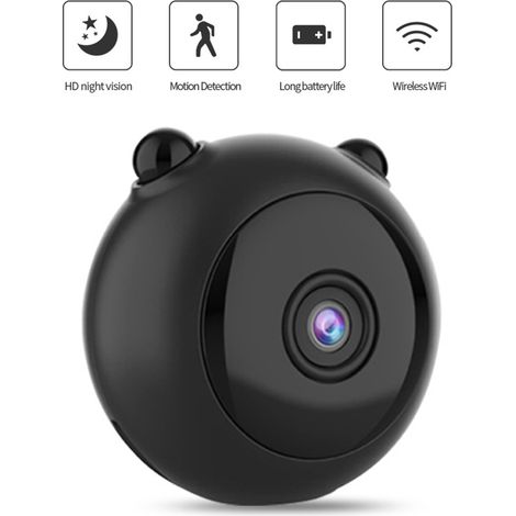Mini caméra de sécurité domestique HD 1080p avec Wi-Fi, détection de mouvement intelligente, notifications push instantanées, lecture à distance, fixation magnétique et vision nocturne.