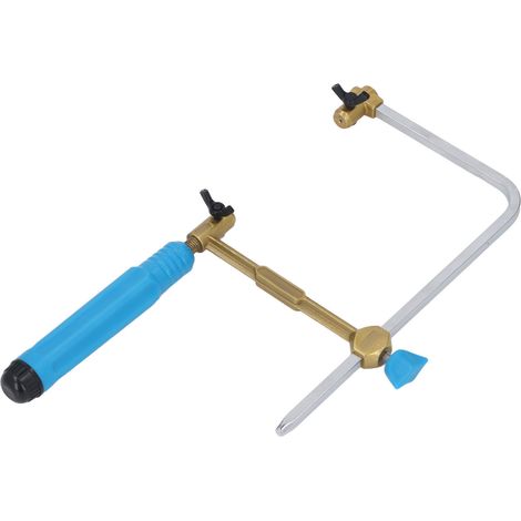 Scie à archet de 100 mm avec 8 lames, kit de cadre de scie à métaux portable pour la découpe de bois dur, plastique et métal fin (1/5)