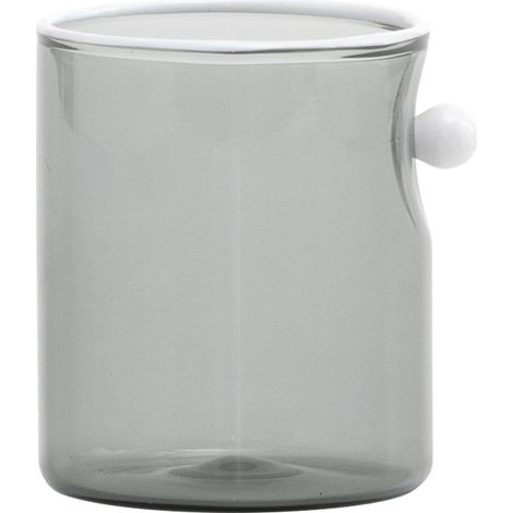 Zafferano Coffret de 4 Verres Collection Oyster en Verre Borosilicate Soufflé à la Main avec Détail Perle Opaque Couleur Gris Design Moderne