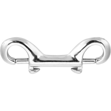 Silberner, robuster doppelseitiger Karabinerhaken aus Edelstahl mit Schnappverschluss für Taucher (90 mm) (1/5)