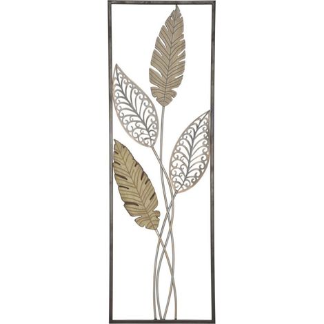 Pannello da muro Foglie -A- in ferro e legno MDF oro e argento (1/5)