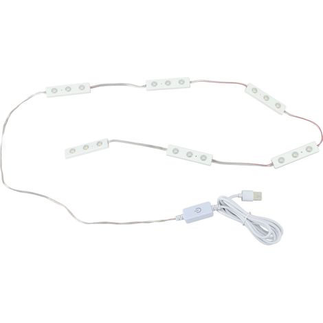 Bande lumineuse LED pour miroir de maquillage, tactile et douce pour les yeux, 6 rangées, 18 LED, lumière LED réglable, blanc chaud