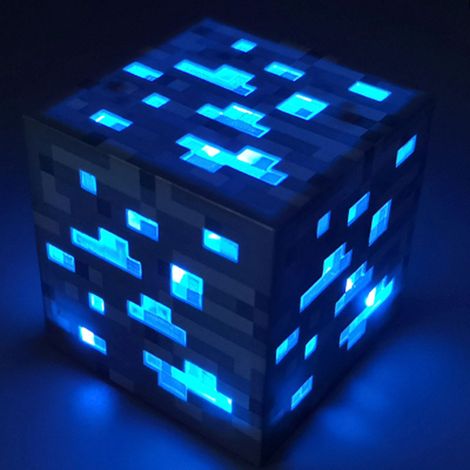 Lampe torche rechargeable Minecraft pour jeu, veilleuse, lampe de mineur, jouet, bleue