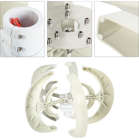Éolienne 1200W 5 pales, générateur AC moteur solaire, lanterne double couche blanche, 12V, kit complet (1/5)
