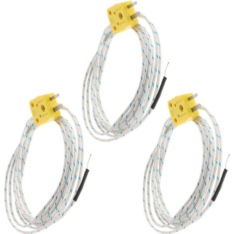 Sonde Thermocouple de Type K à Mini-eur, Lot de 3 Fibre de Verre et Abs, Résistance aux Hautes Températures, Installation Souple pour Laboratoires et Usages Industriels (1/5)