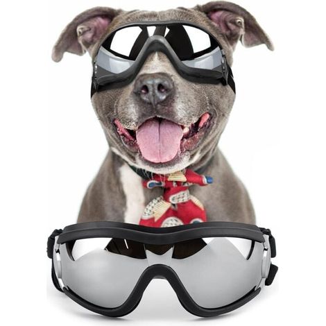Lunettes pour chiens de grande et moyenne taille, protection UV, coupe-vent, élastique réglable, noires