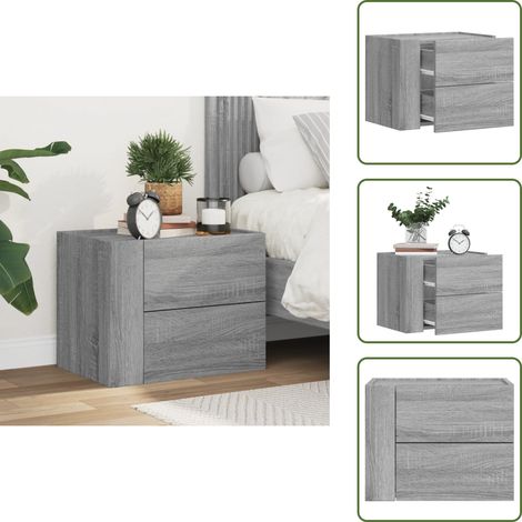 Wand-Nachttisch Grau Sonoma 45x30x35 cm - Wandregal - Nachtschrank - Wohnzimmereinrichtung - Möbelstück - Grau (1/5)