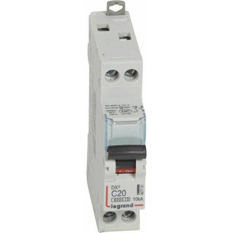 Disjoncteur DX³6000 10kA arrivée haute et départ bas à vis U+N 230V - 20A - courbe C - 1 module - LEGRAND