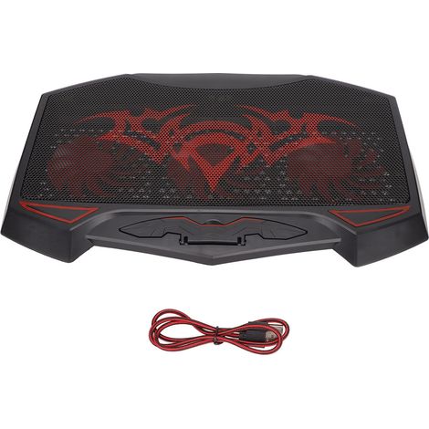 Support de refroidissement pour PC portable ventilateurs silencieux LED rouge 3 ventilateurs 5 angles réglables double ports USB refroidisseur d'ordinateur portable 16 pouces (1/5)