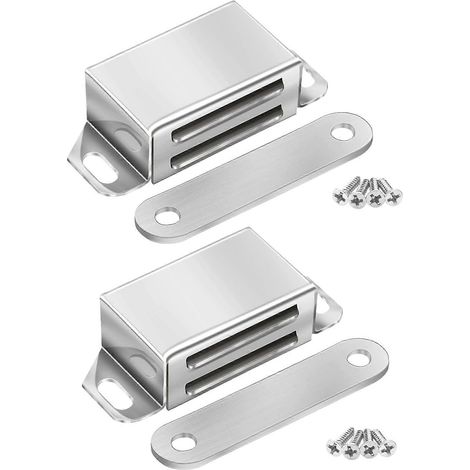 Loquet magnétique de porte, aimant puissant de 10 kg, fermeture magnétique pour armoire, quincaillerie en acier inoxydable chromé (1/5)