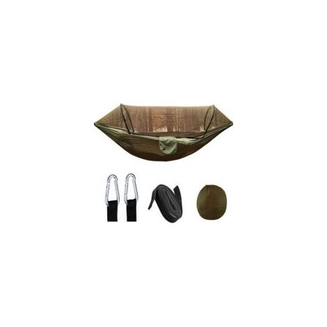 Hamac de camping avec filet en taffetas de nylon 210T, tente hamac à ouverture rapide automatique pour extérieur 260 x 140 cm, vert OD