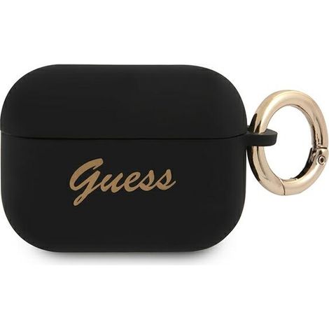 Guess Silikonhülle mit Vintage-Schriftzug in Schwarz für AirPods Pro (1/3)