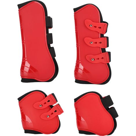 Un ensemble de bottes de jambe avant et arrière, protection réglable, équipement d'équitation, rouge L (1/5)