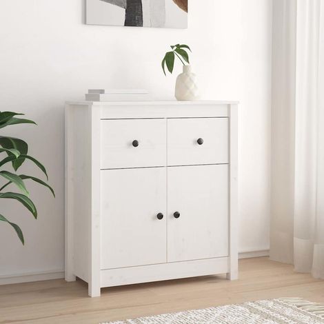Aparador de madera maciza de pino blanco 70x35x80 cm (1/4)