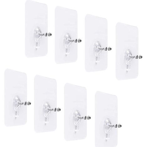 Lot de 8 vis adhésives détachables pour fixation murale sans trace ni perçage avec tournevis pour salle de bain, cuisine, salle de rangement, carrelage mural (1/5)