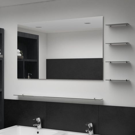vidaXL Wandspiegel mit 5 Ablagen Silbern 100×60 cm (1/5)