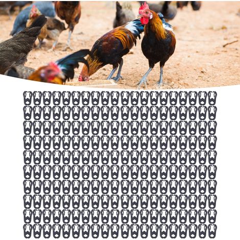 Packung mit 200 Nasenclips aus Kunststoff für Hühner, Nasenringe, Zubehör für Nutztiere, Geflügelzuchtbedarf, Typ D, schwarz (1/5)