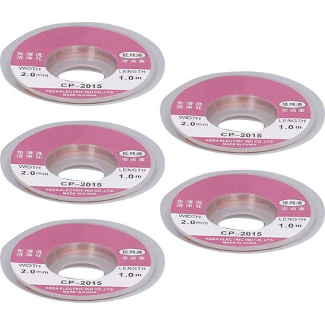 5 Pièces Mèche à Souder en Cuivre, Dessoudage Rapide, Haute Conductivité Thermique, 1m (1/5)