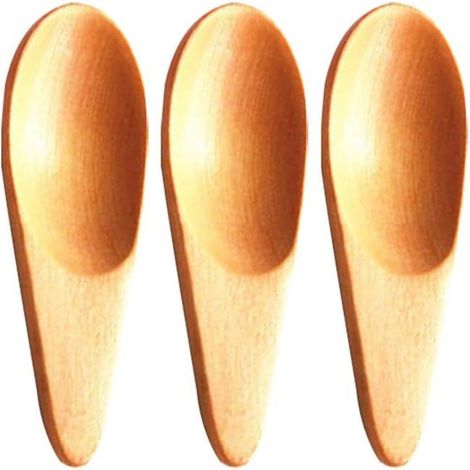 3 Cuillères à sel, Cuillères à épices, Bois massif, Design court, Cuisine, Bureau (1/5)