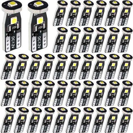 50Pcs T10 194 LED Car Bulbs W5W LED Car Interior Light Bulbs LED Replacement Bulbs for Car Interior Dome Map Door Courtesy License Plate Lights (1/5)