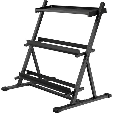 SPORTNOW Portapesi a 3 Livelli con Spazio Sfalsato in Acciaio 88x66x88 cm Nero
