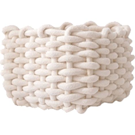 Panier de rangement en corde de coton blanc, organisateur de bureau simple pour clés, portefeuille et cosmétiques