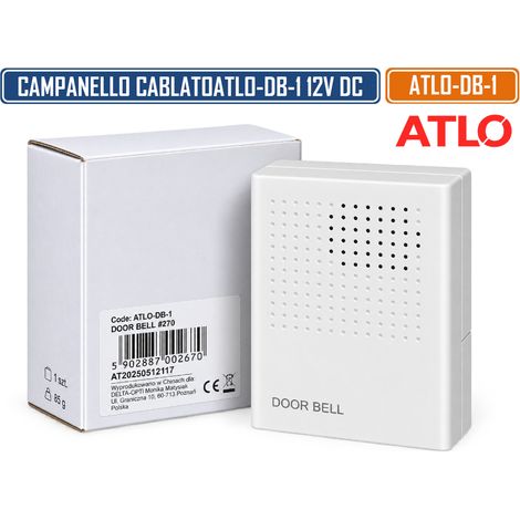 CAMPANELLO CABLATO ATLO-DB-1 12V DC IP40 – SEGNALATORE ACUSTICO PER CASA, UFFICIO E SISTEMI DI CHIAMATA (1/5)