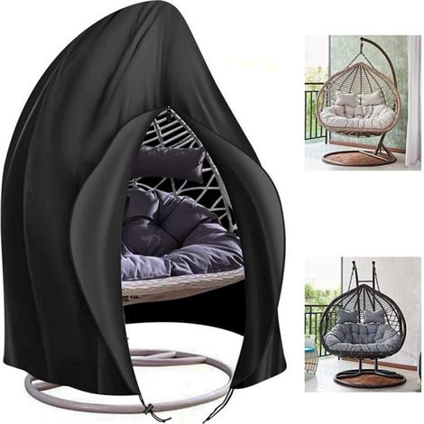 Housse de Chaise Suspendue Housse de Chaise de Jardin Oeuf Imperméable Robuste Tissu Oxford 210D Noir 230 x 200cm (1/5)