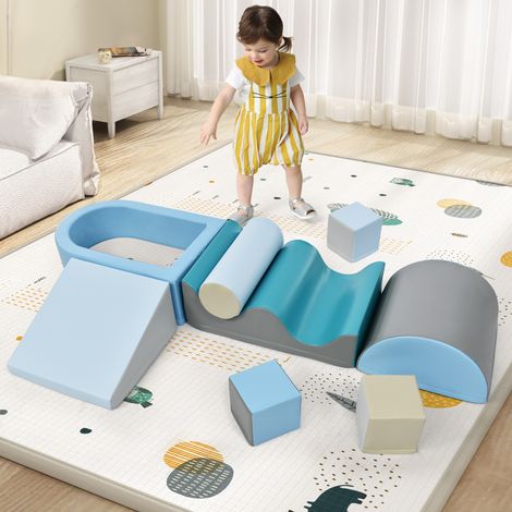 Blocs de construction escaliers toboggan piscine à balles 9 pièces souples colorés pour enfants bébés