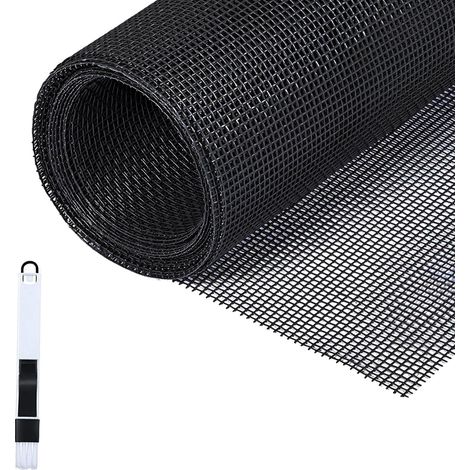 Moustiquaire de fenêtre, 150x500cm Moustiquaire au mètre en fibre de verre avec brosse de nettoyage, moustiquaire pour fenêtre, porte de balcon et salon, Noir (1/5)