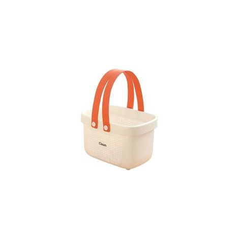 Petit organisateur de douche/baignoire en plastique avec poignée, idéal pour chambre d'étudiant, étagère ou placard – pour savon, shampoing, après-shampoing, peignes, brosses, etc. (1/5)