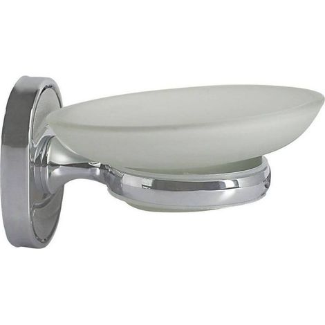 Porte-savon Avec Soucoupe Verre Dépoli Salle De Bain Murale Ovale 52009 (1/3)