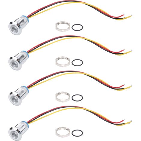 Kit 4 LEDs rondes pré-câblées étanches 2 couleurs anode commune 12mm 3-6V (rouge et jaune) (1/5)
