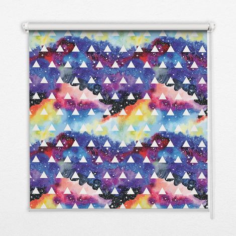 Tenda a Rullo Interna per Finestra - Tenda Filtrante Luce - Tenda Privacy - Tenda Decorativa Rettangolare - Rullo per Interni - (90 cm x 180 cm) - Triangoli bianchi su sfondo colorato
