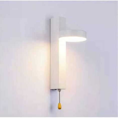 Appliques murales Applique murale 9W Éclairage tricolore Luminaire mural sélectionnable avec interrupteur à tirette pour salon, chambres, escaliers, cuisinesn.Blanc (1/5)