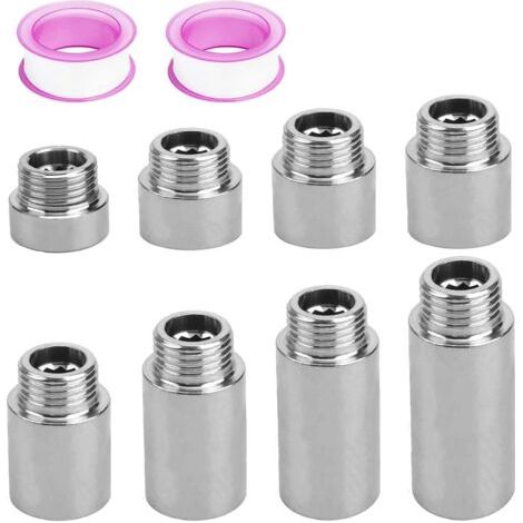 8 Rallonge de Robinet 1/2,  Raccord Tube Allonge Inox, Rallonge Robinet Exterieur Jardin 10 15 20 25 30 40 50 60mm, Rallonge pour Pomme de Douche, Rallonge pour Douche pour robinets