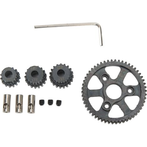 Jeu d'engrenages RC 54T 15T 17 19T en acier résistant à la corrosion, pignons de moteur pour Traxxas Slash, noir (1/5)