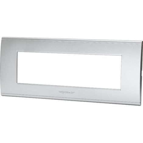 Placca 7 moduli 506 in plastica argento compatibile anche con BTicino Livinglight
