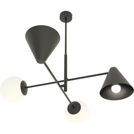 Suspension Hermes noire boules verre 4xE14 Ø70 Emibig (1/5)