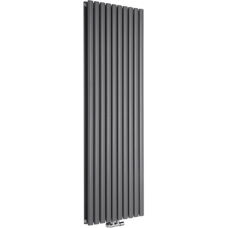 Hudson Reed Vitality Caldae – Radiateur Design Vertical – Raccordement Central – Anthracite – 178 x 59cm Double Rang (1/5)