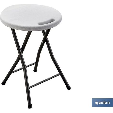 Tabouret pliant de couleur blanche Approprié pour l'intérieur et l'extérieur Dimensions: 33 x 30cm de largeur x 46cm de hauteur (1/4)