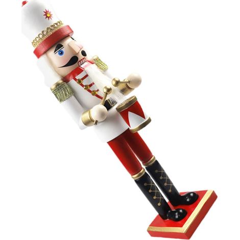 Casse-Noisette en Bois 395 CM Décoration Traditionnelle de Noël Rouge Blanc et Or Figurine Soldat Roi pour Maison Bureau et Fête Présent Festif Authentique (1/5)