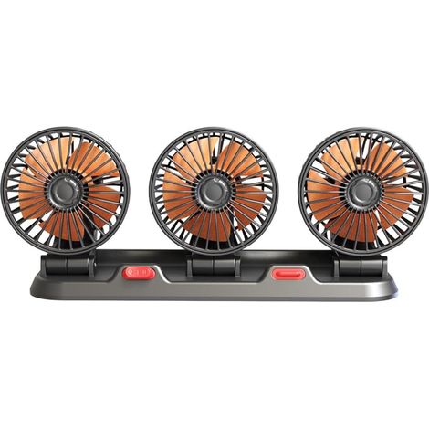 Ventilador eléctrico, 3 cabezales – Ventilador de refrigeración de aire portátil para automóvil – Ventilador silencioso con rotación de 360°, SUV, camión, autocaravana y barco, 2 velocidades de viento (1/5)