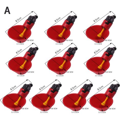 Ensemble de 10 abreuvoirs automatiques pour poulets et volailles, pour l'hydratation quotidienne en cages, poulaillers ou élevages domestiques.-AquaForge (1/5)