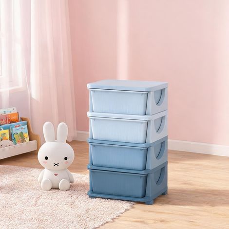 Meuble de rangement 4 tiroirs pour enfants 37 x 37 x 76 cm en (1/5)