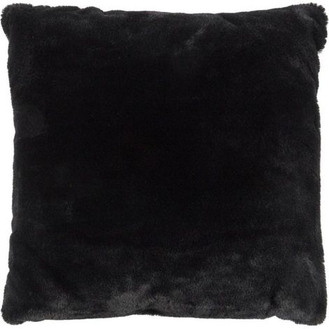 Coussin Déco "Imitation Fourrure" 40x40cm Noir (1/4)